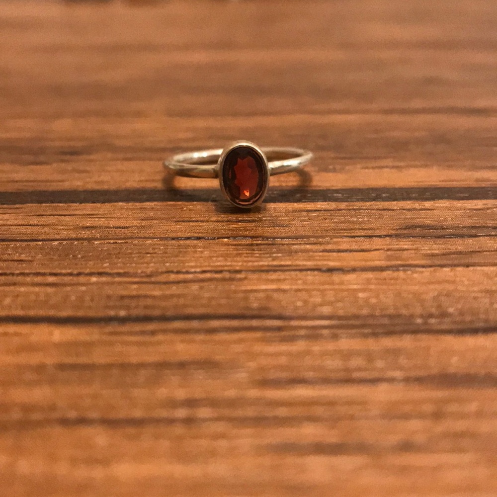 Sterling silver red garnet ring